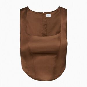 Aritzia Sunday best brown satin shiloh bustier corset top